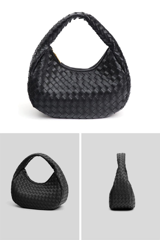 Braided Shoulder Bag In Black - AXON