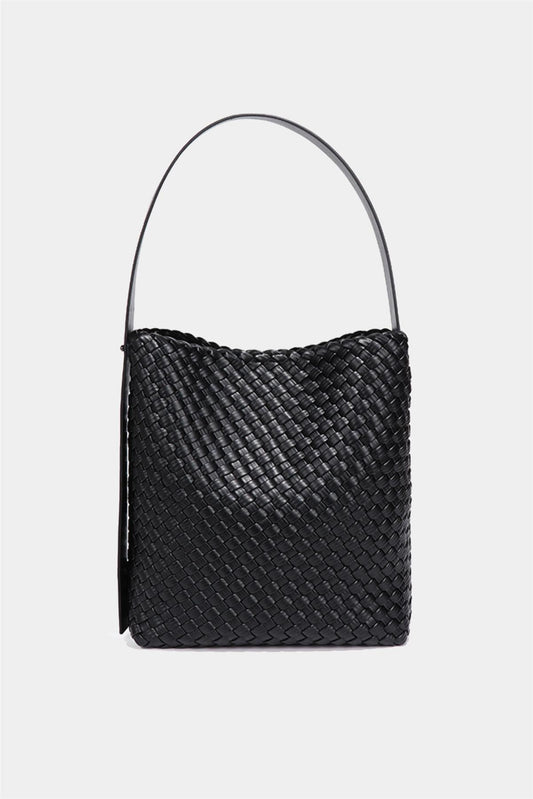Braided Shoulder Handbag In Black - AXON