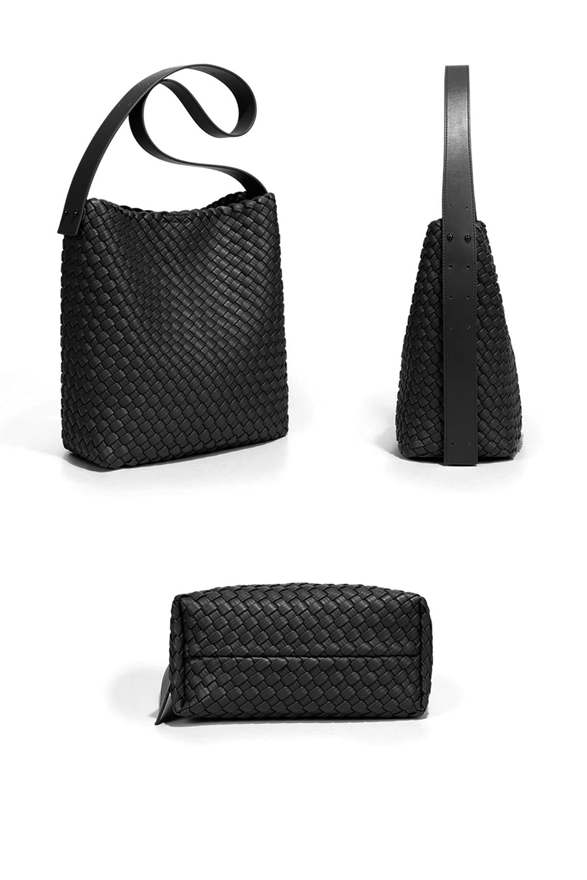 Braided Shoulder Handbag In Black - AXON