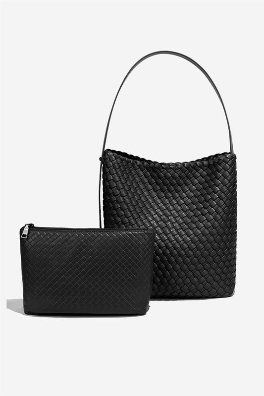 Braided Shoulder Handbag In Black - AXON