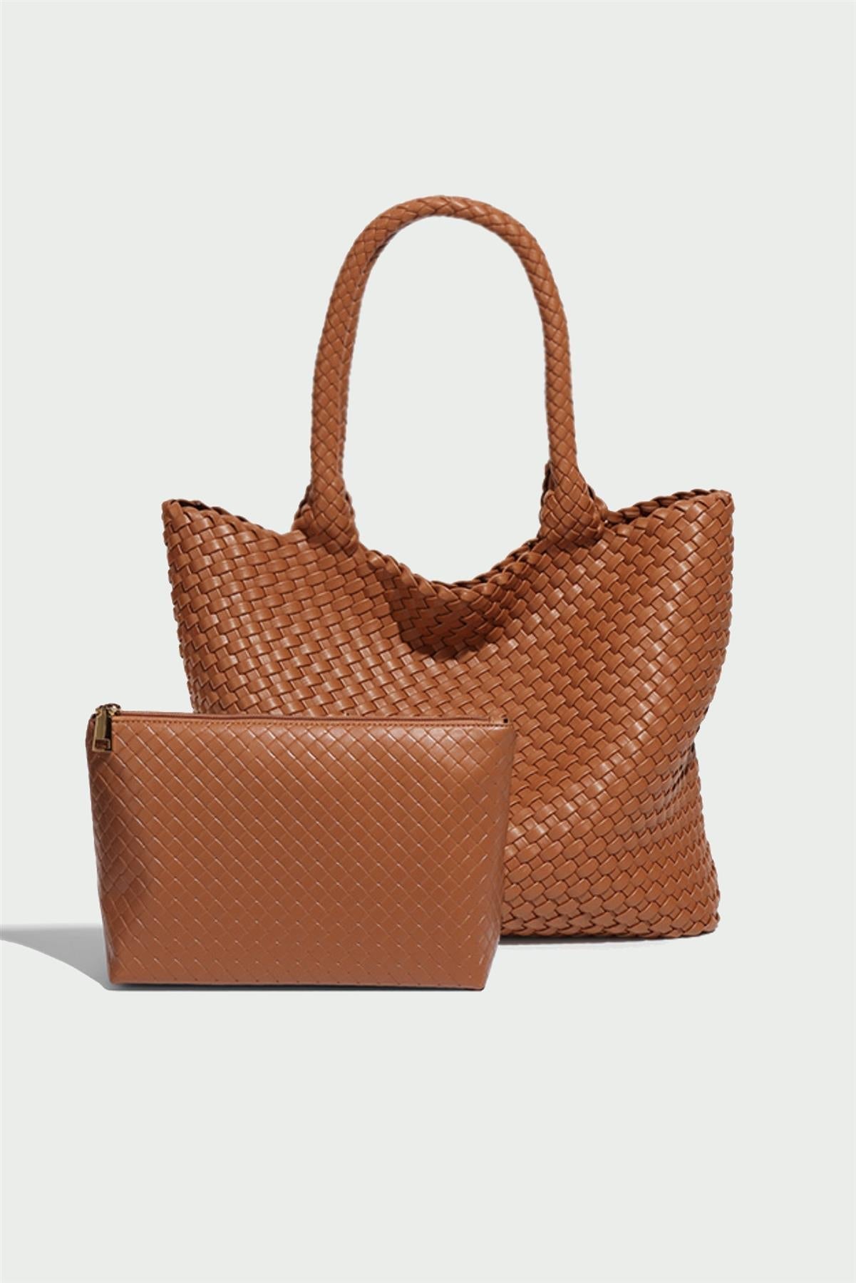 Braided Tote Bag In Tan - AXON