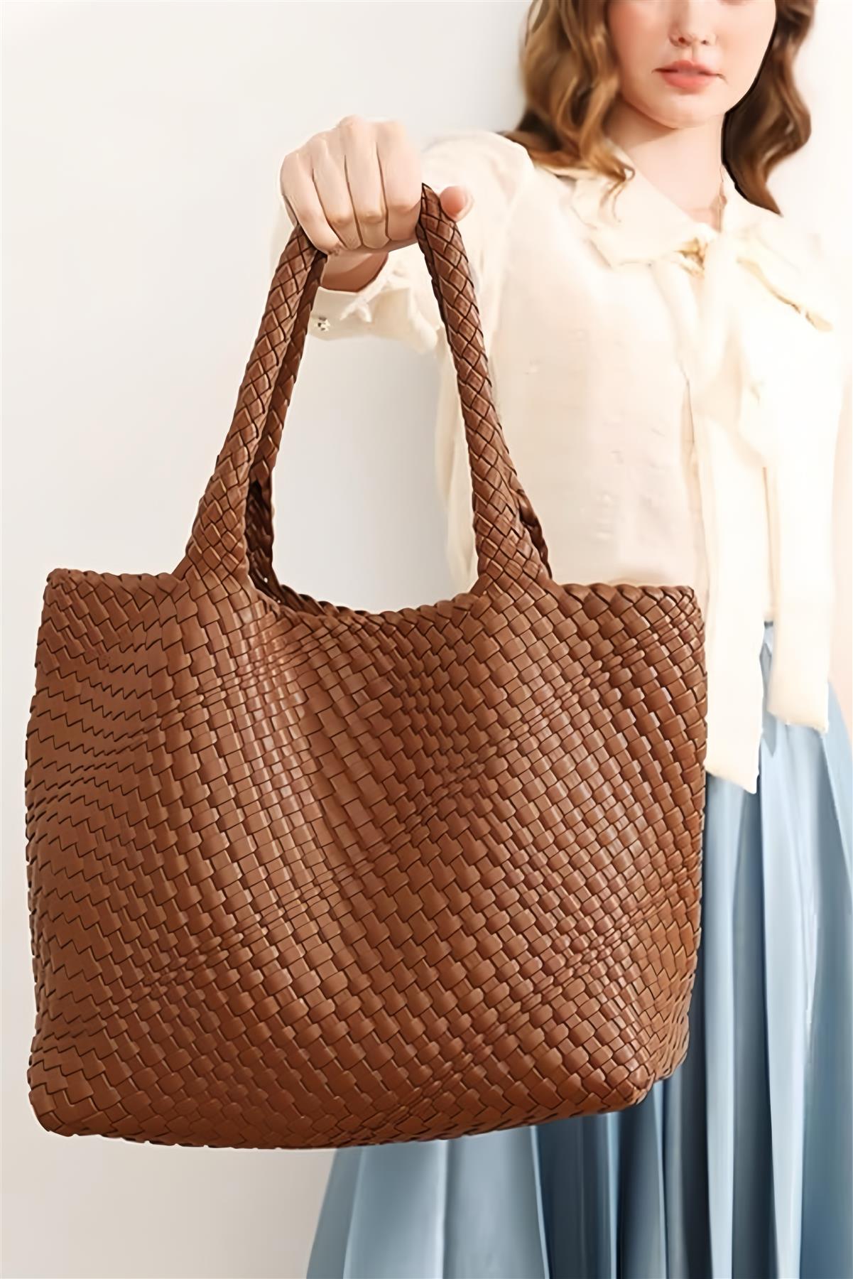 Braided Tote Bag In Tan - AXON