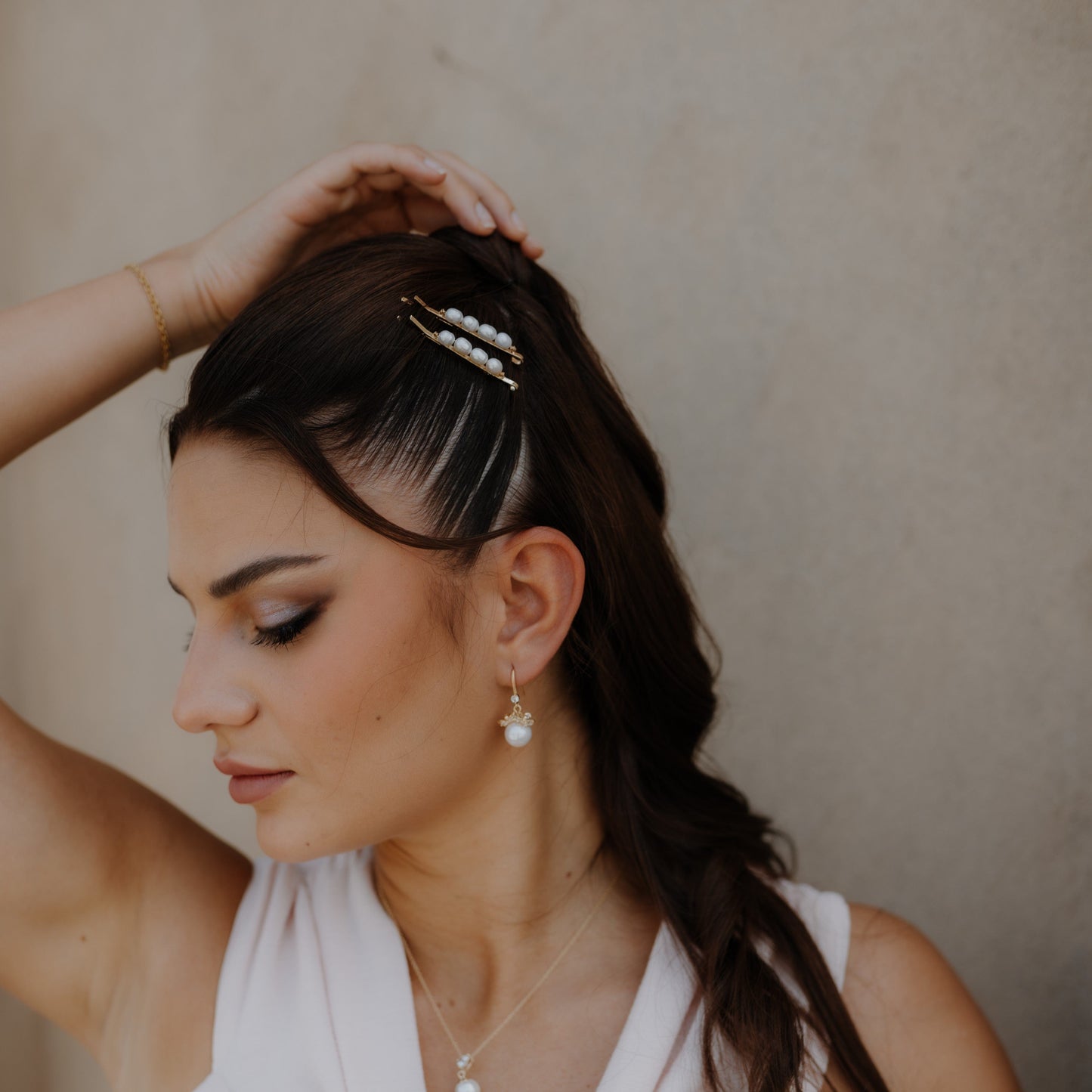 Haarclip mit Perlen in Weiss oder Rosa