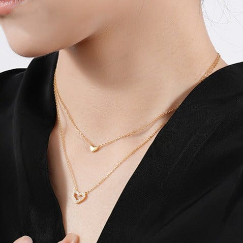 Halskette im Layer Design mit Herzanhängern