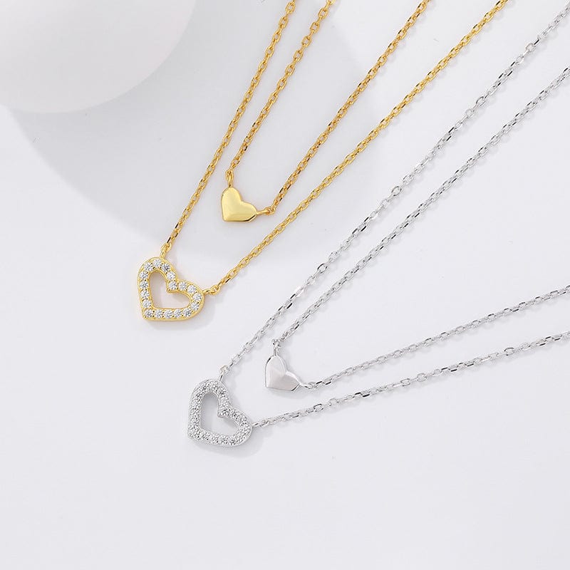 Halskette im Layer Design mit Herzanhängern