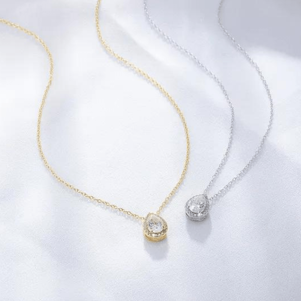 Halskette mit Anhänger in Tropfenform in Gold oder Silber