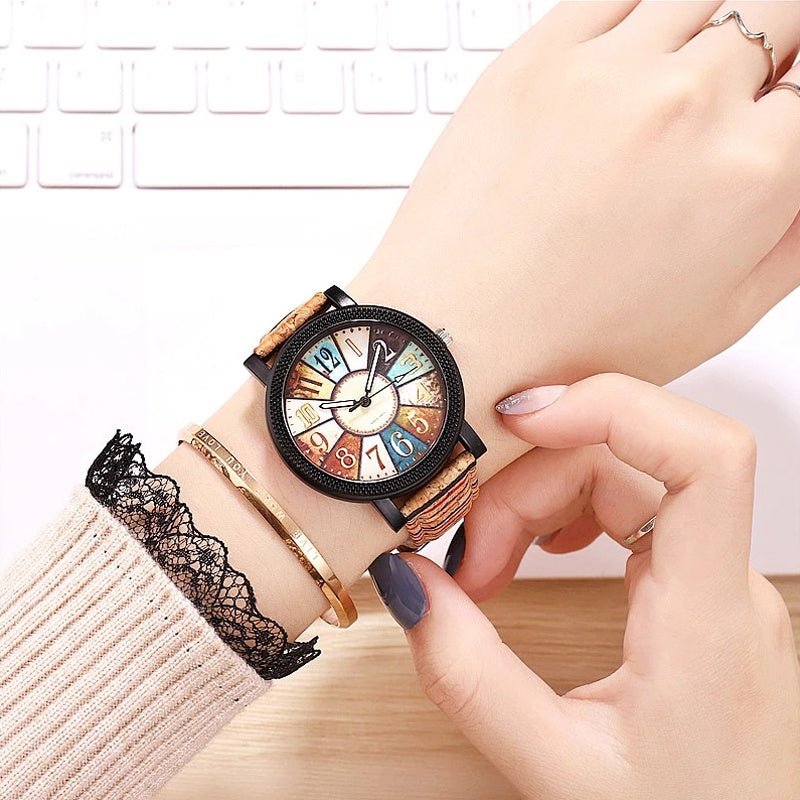 Casual Vintage Leather Women Quartz Wrist Watch Gift Clock - AXON