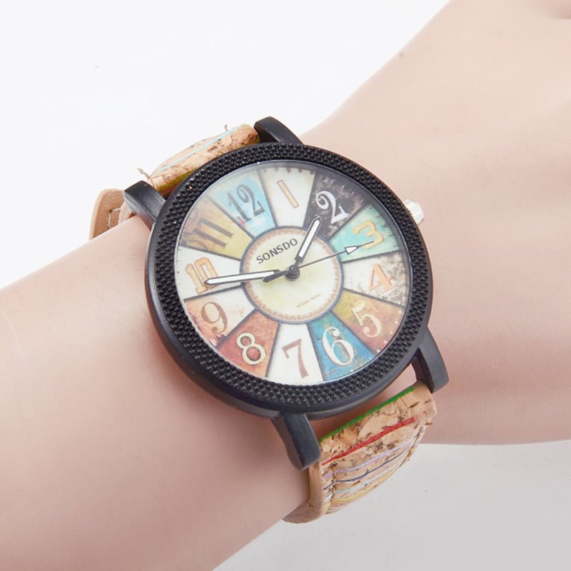 Casual Vintage Leather Women Quartz Wrist Watch Gift Clock - AXON