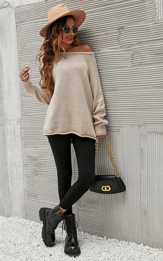 Comfy Jumper Top In Beige - AXON