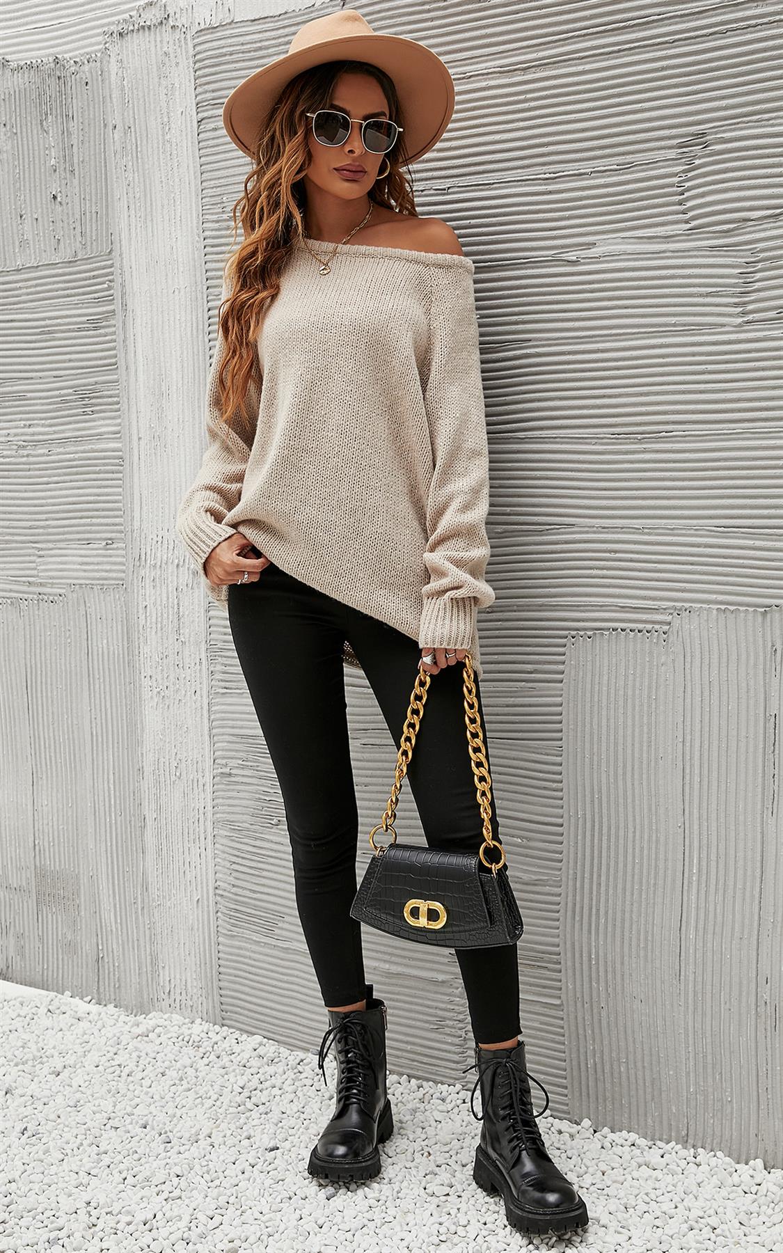 Comfy Jumper Top In Beige - AXON