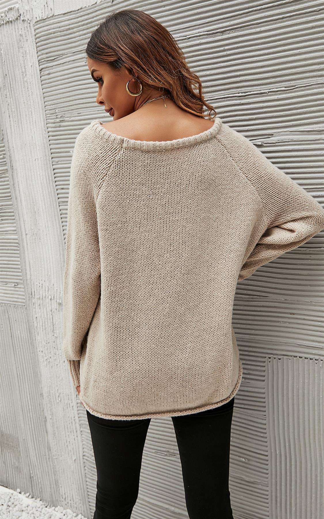 Comfy Jumper Top In Beige - AXON