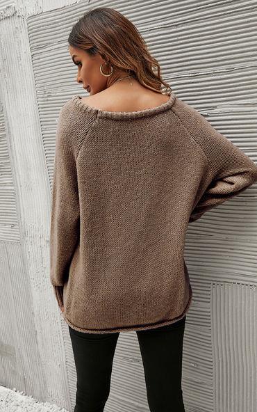Comfy Jumper Top In Dark Beige - AXON