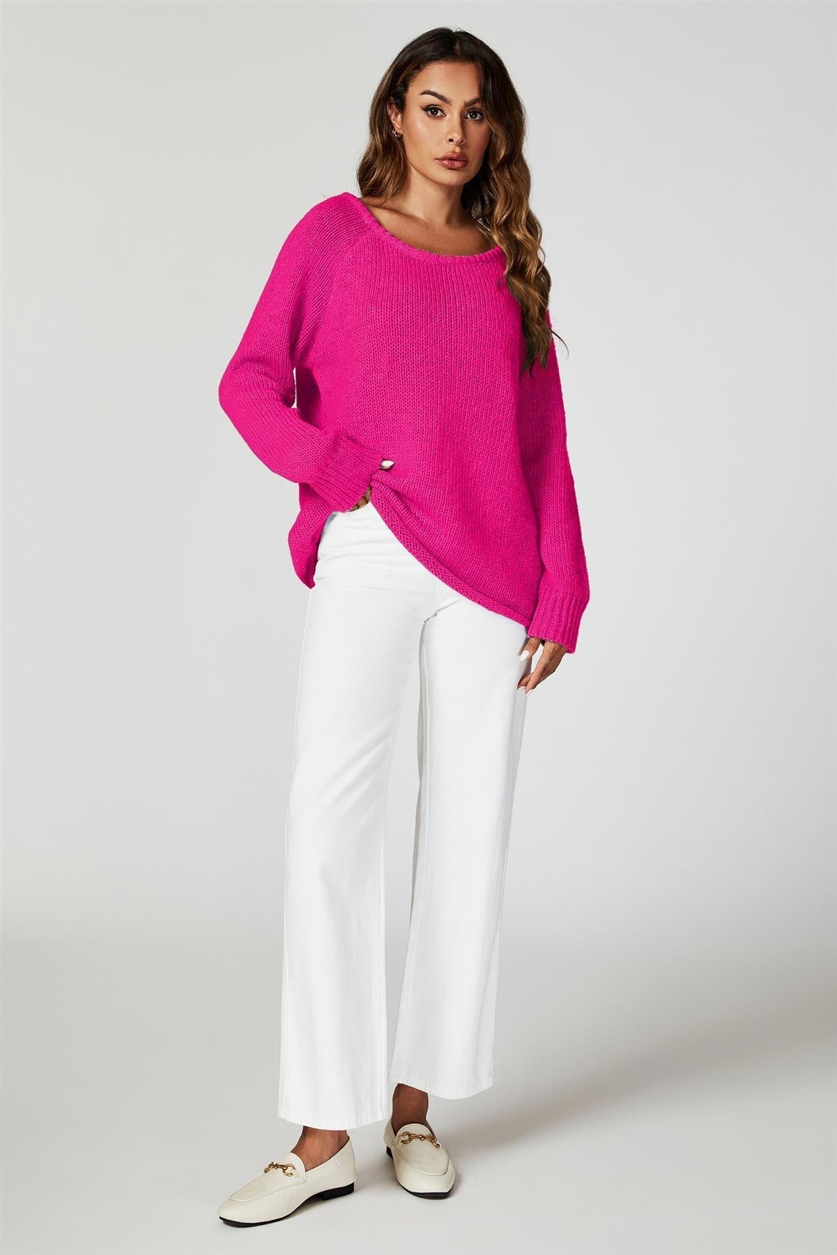 Comfy Jumper Top In Magenta - AXON