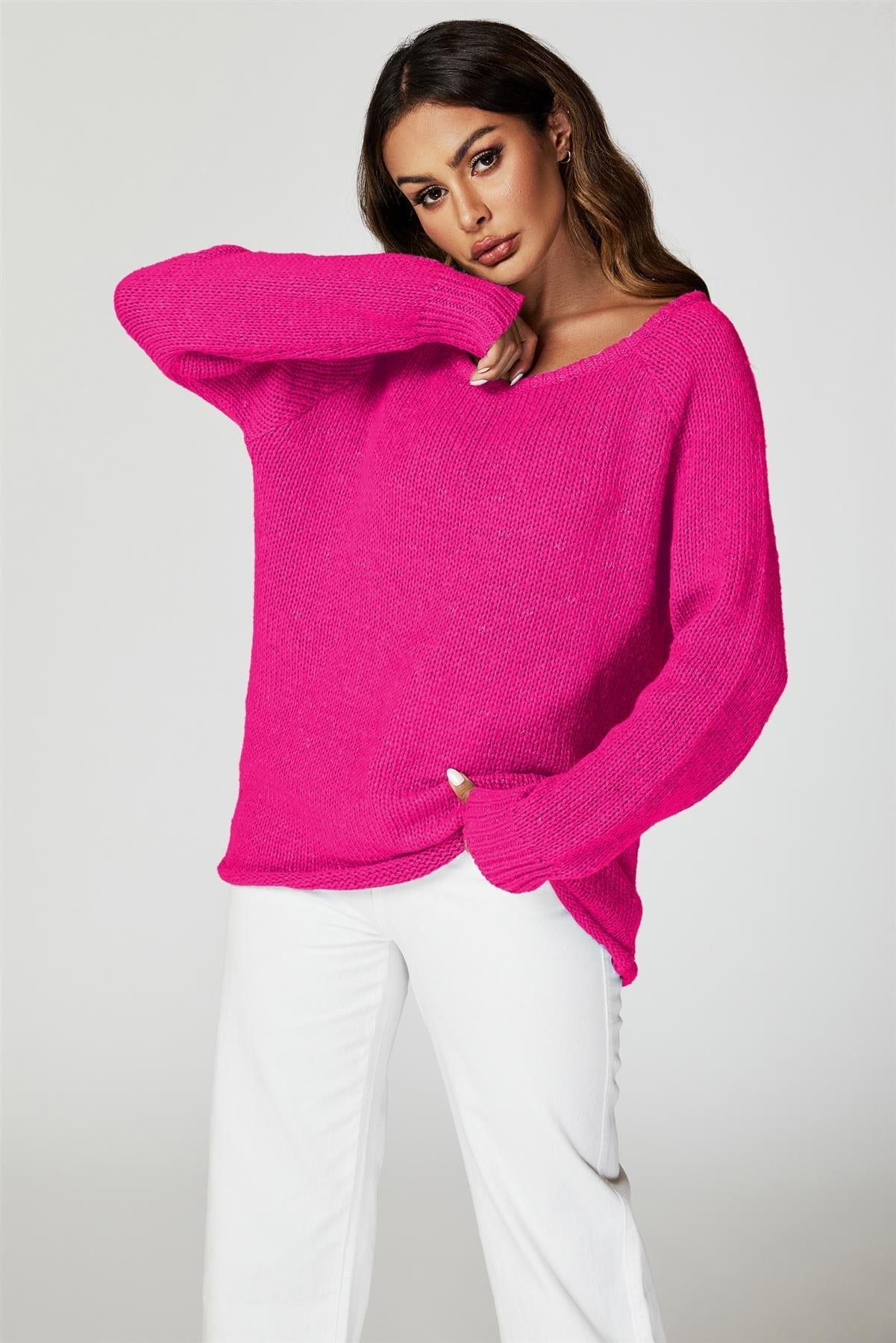Comfy Jumper Top In Magenta - AXON