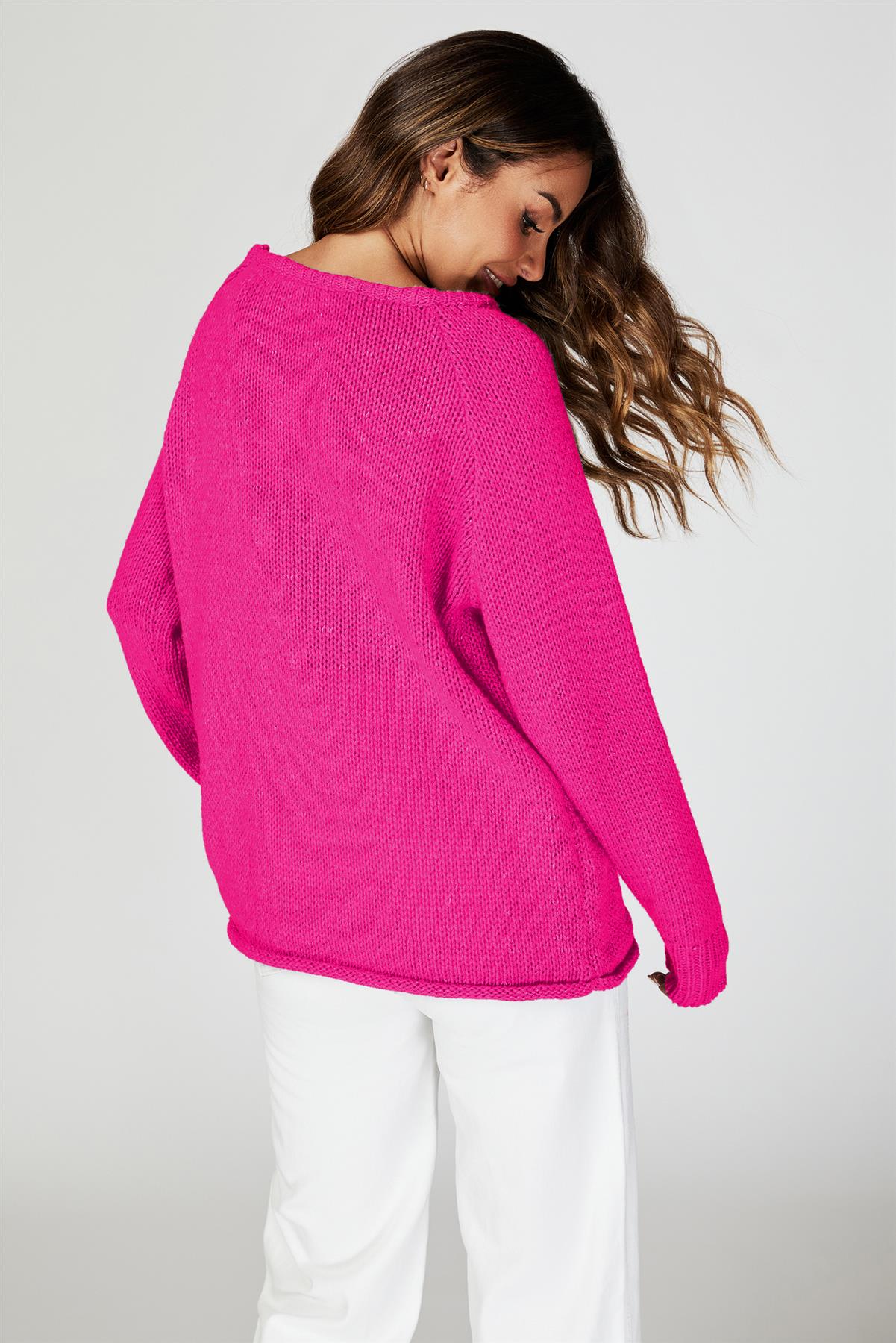 Comfy Jumper Top In Magenta - AXON