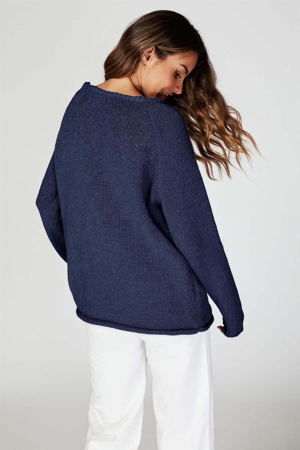 Comfy Jumper Top In Navy - AXON