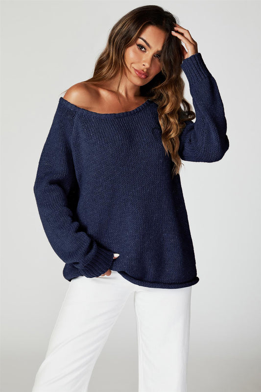 Comfy Jumper Top In Navy - AXON