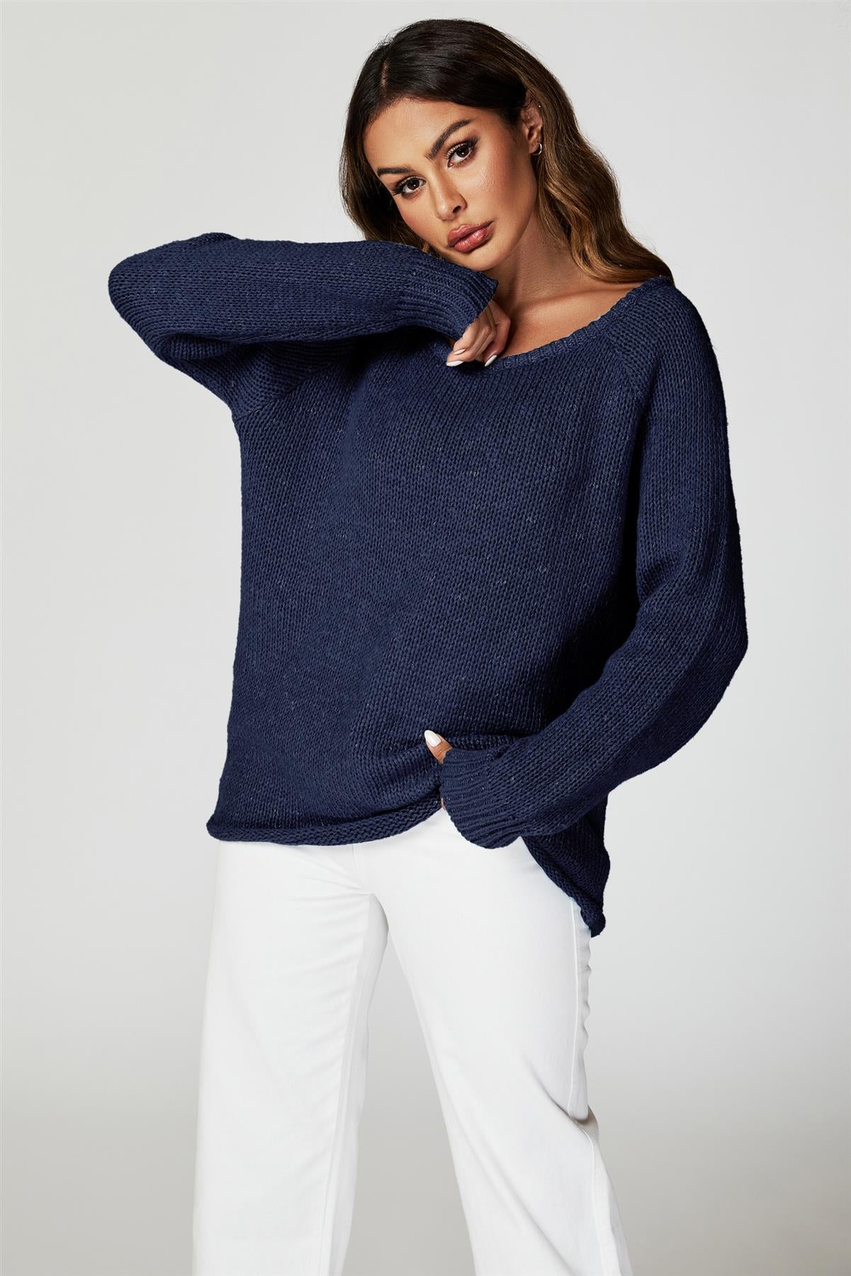 Comfy Jumper Top In Navy - AXON
