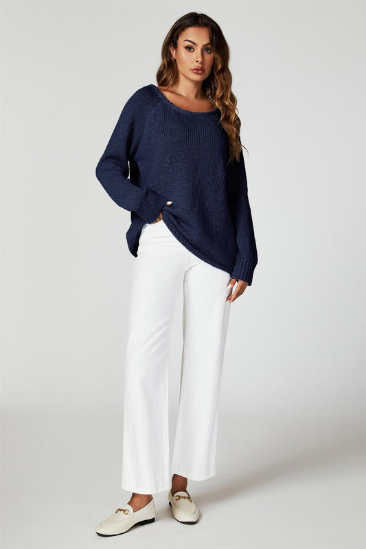 Comfy Jumper Top In Navy - AXON