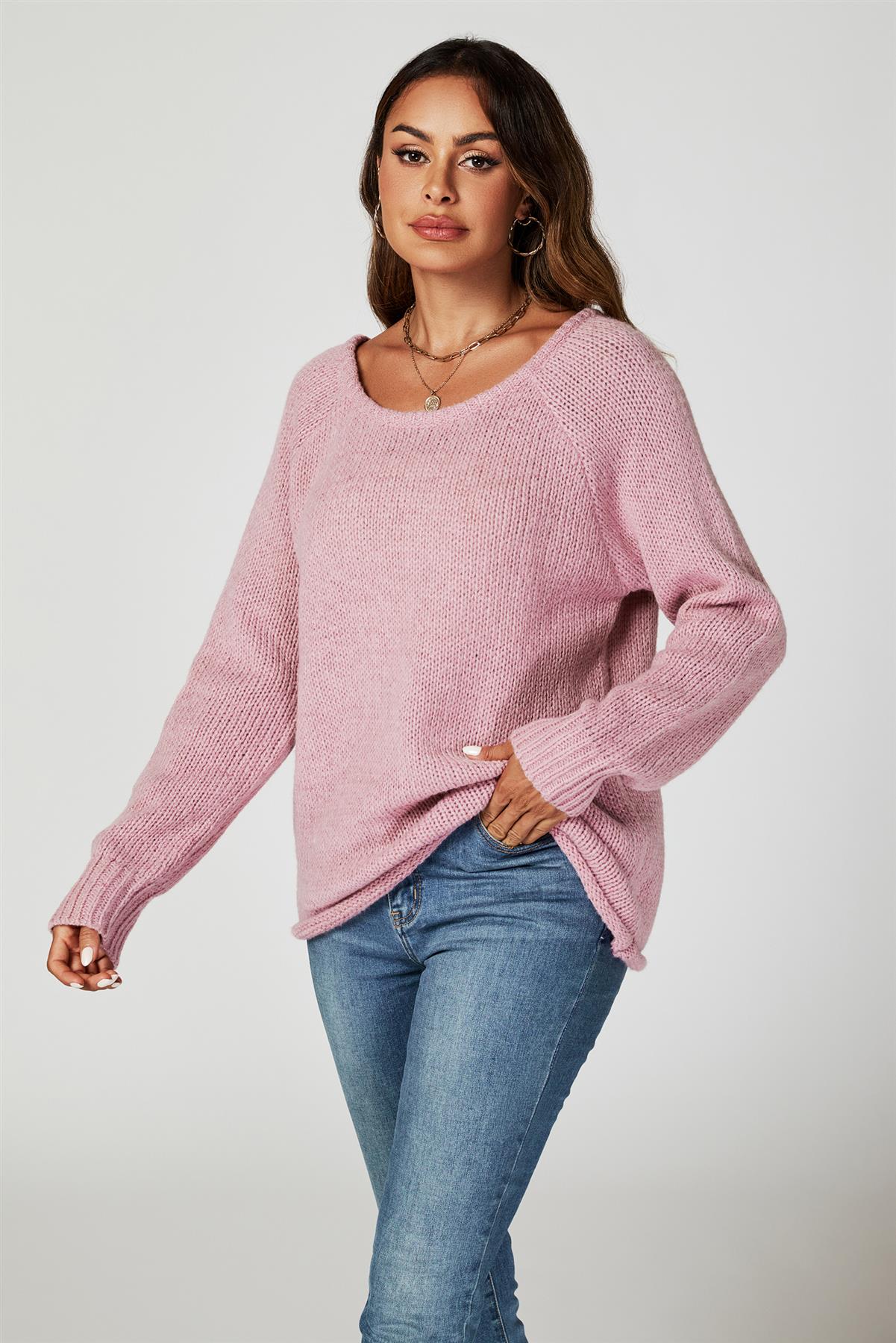 Comfy Jumper Top In Pink - AXON