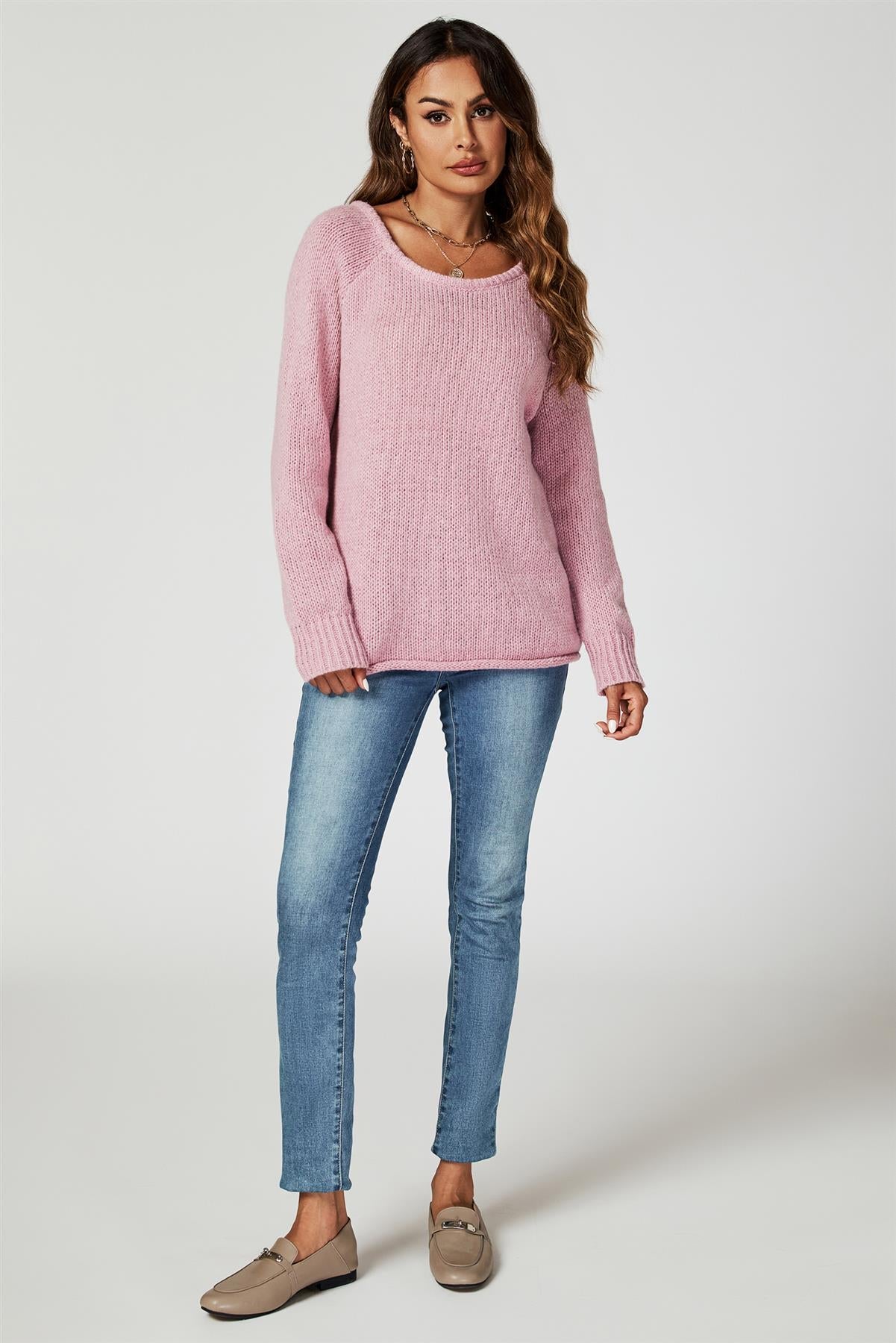 Comfy Jumper Top In Pink - AXON