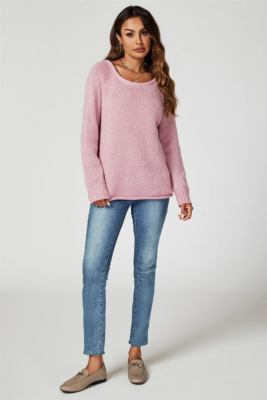 Comfy Jumper Top In Pink - AXON