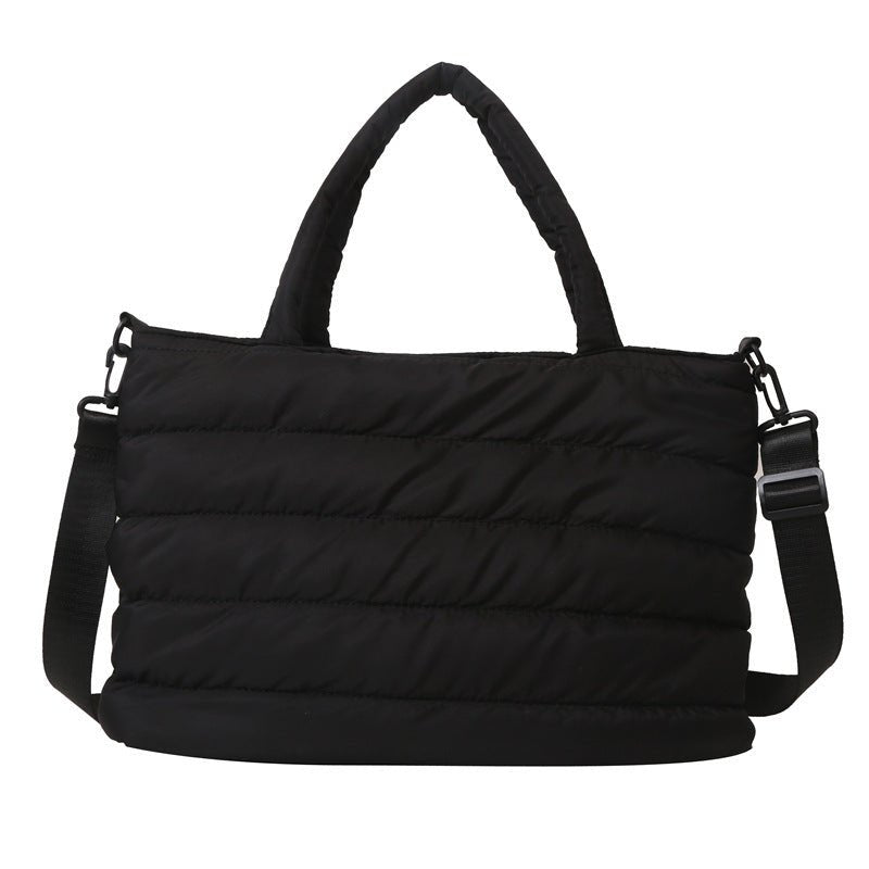 Cotton Jacket Large Capacity Plaid Embroidery Thread Shoulder Crossbody Handbag - AXON