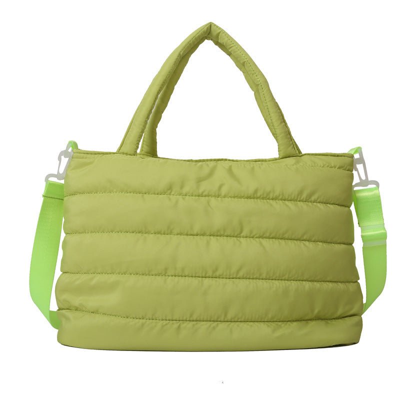 Cotton Jacket Large Capacity Plaid Embroidery Thread Shoulder Crossbody Handbag - AXON