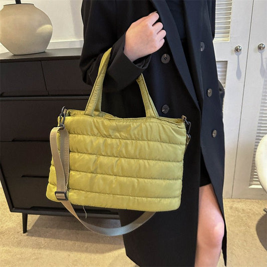 Cotton Jacket Large Capacity Plaid Embroidery Thread Shoulder Crossbody Handbag - AXON