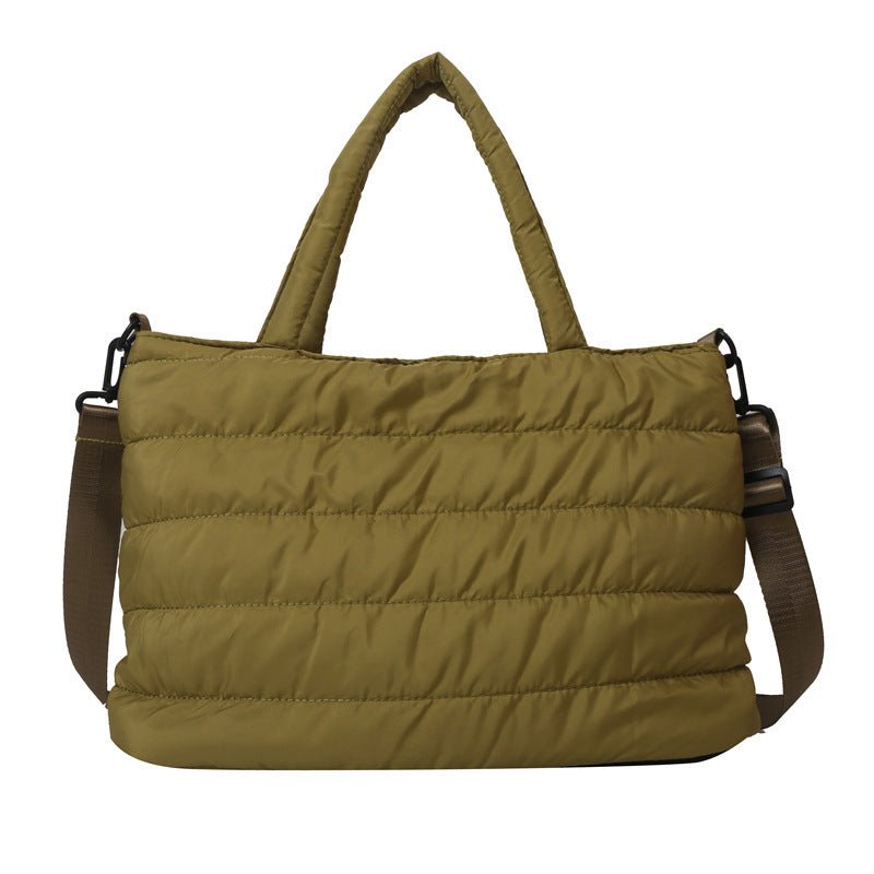 Cotton Jacket Large Capacity Plaid Embroidery Thread Shoulder Crossbody Handbag - AXON