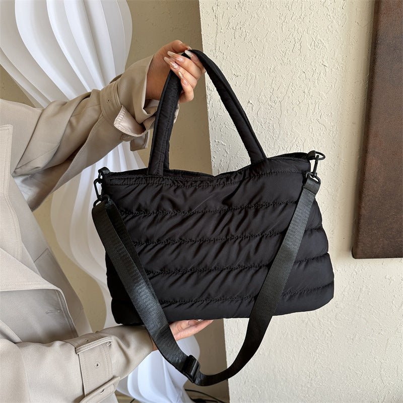 Cotton Jacket Large Capacity Plaid Embroidery Thread Shoulder Crossbody Handbag - AXON