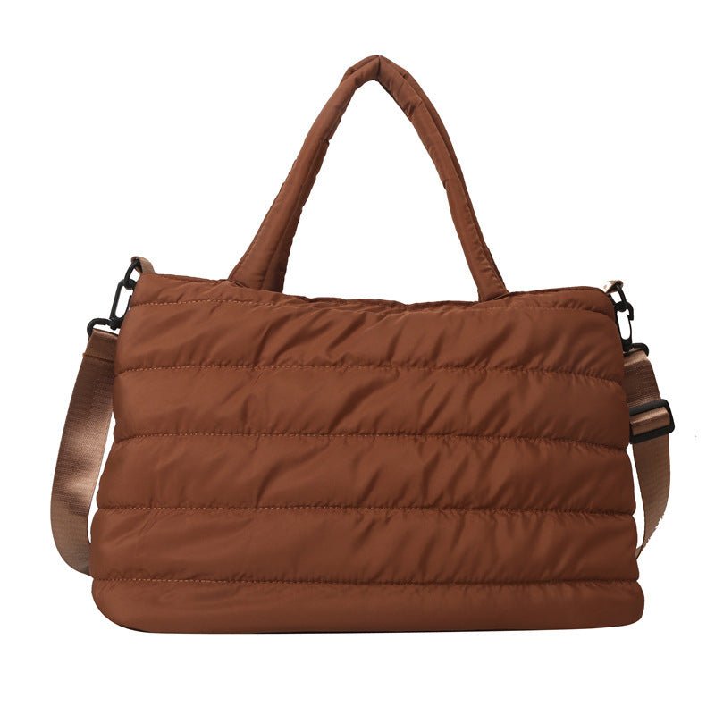 Cotton Jacket Large Capacity Plaid Embroidery Thread Shoulder Crossbody Handbag - AXON