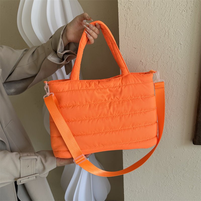 Cotton Jacket Large Capacity Plaid Embroidery Thread Shoulder Crossbody Handbag - AXON