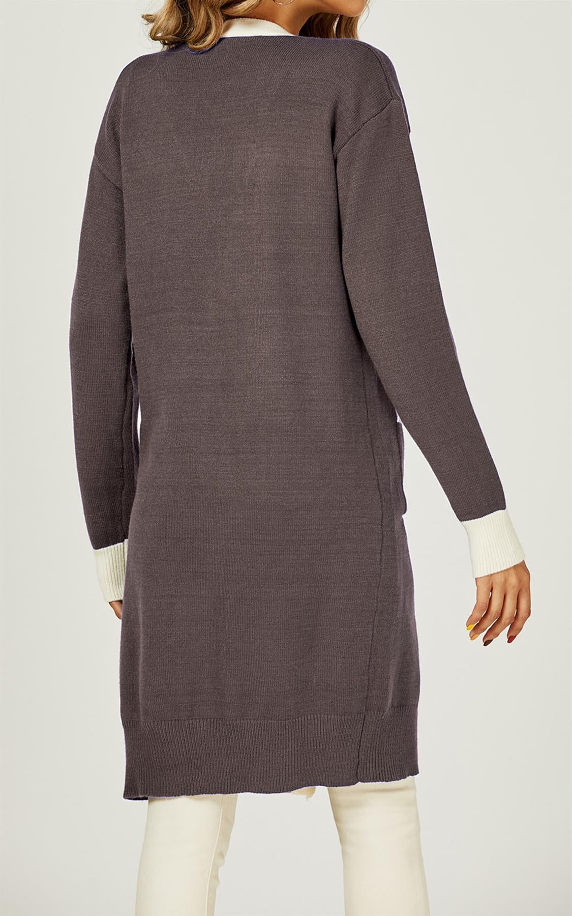 Cream Stripe Cardigan In Taupe - AXON