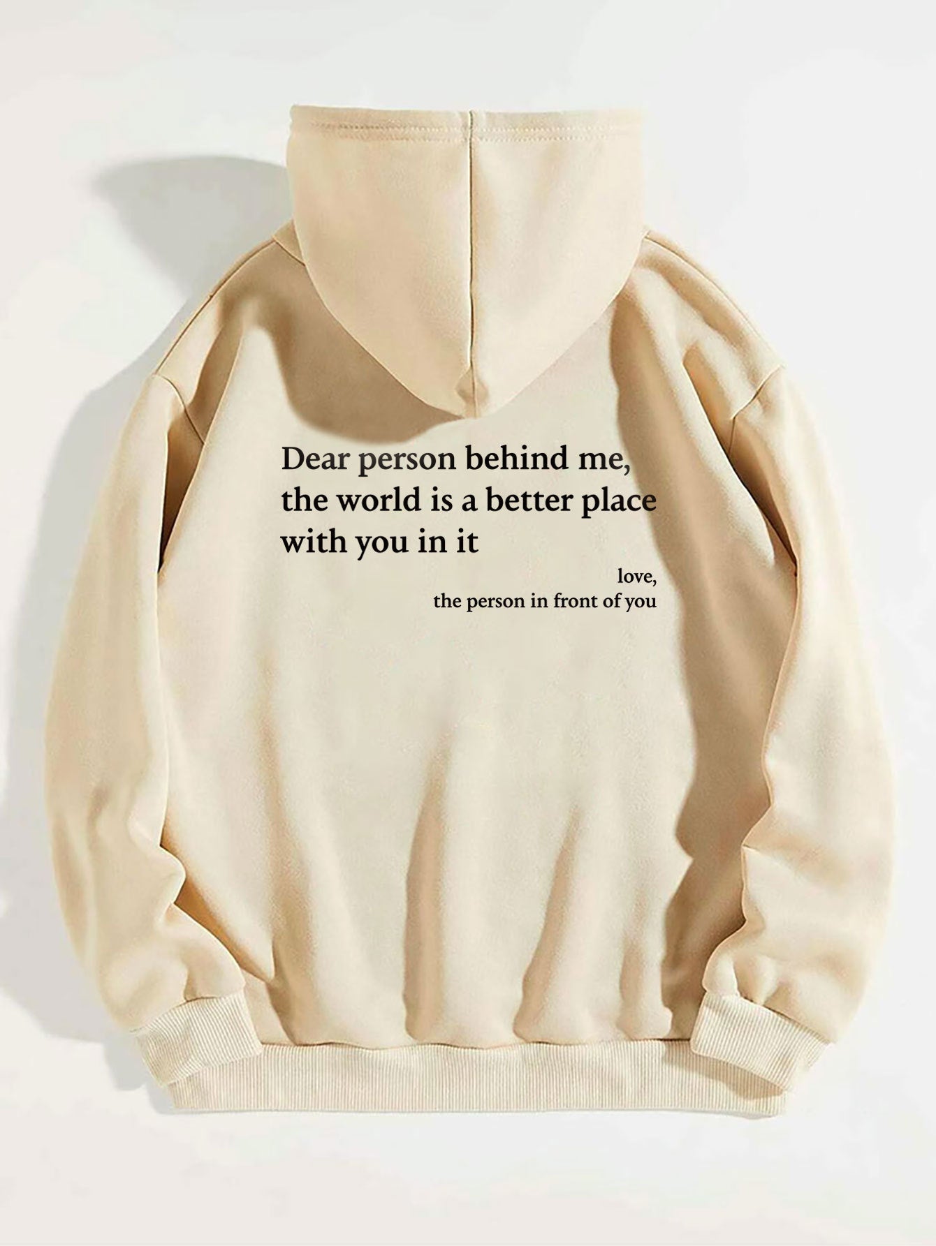 Dear Person Behind Me,the World Is A Better Place,with You In It,love,the Person In Front Of You,Women's Plush Letter Printed Kangaroo Pocket Drawstring Printed Hoodie Unisex Trendy Hoodies - AXON