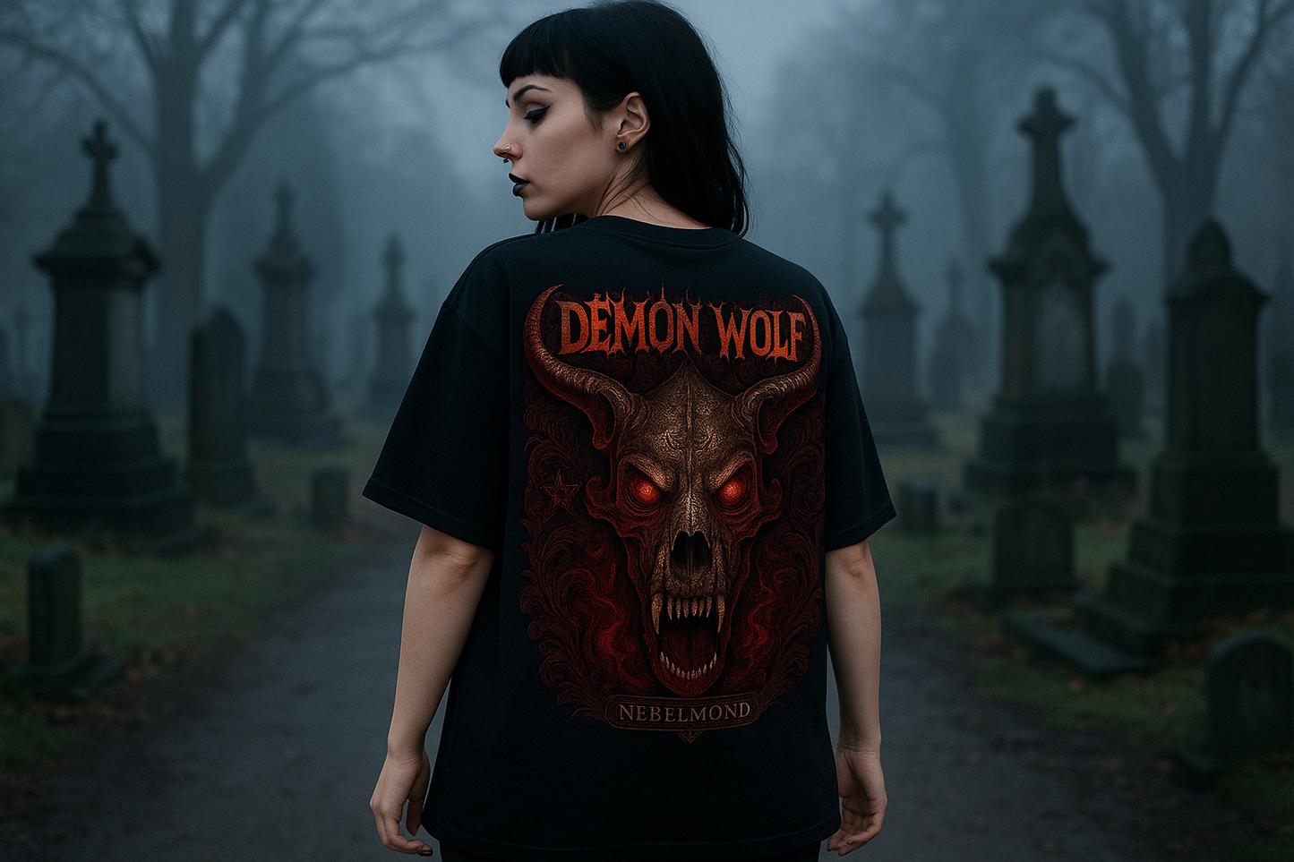 Demon Wolf | Occult Beast & Skulls Collection | Nebelmond Oversized Shirt