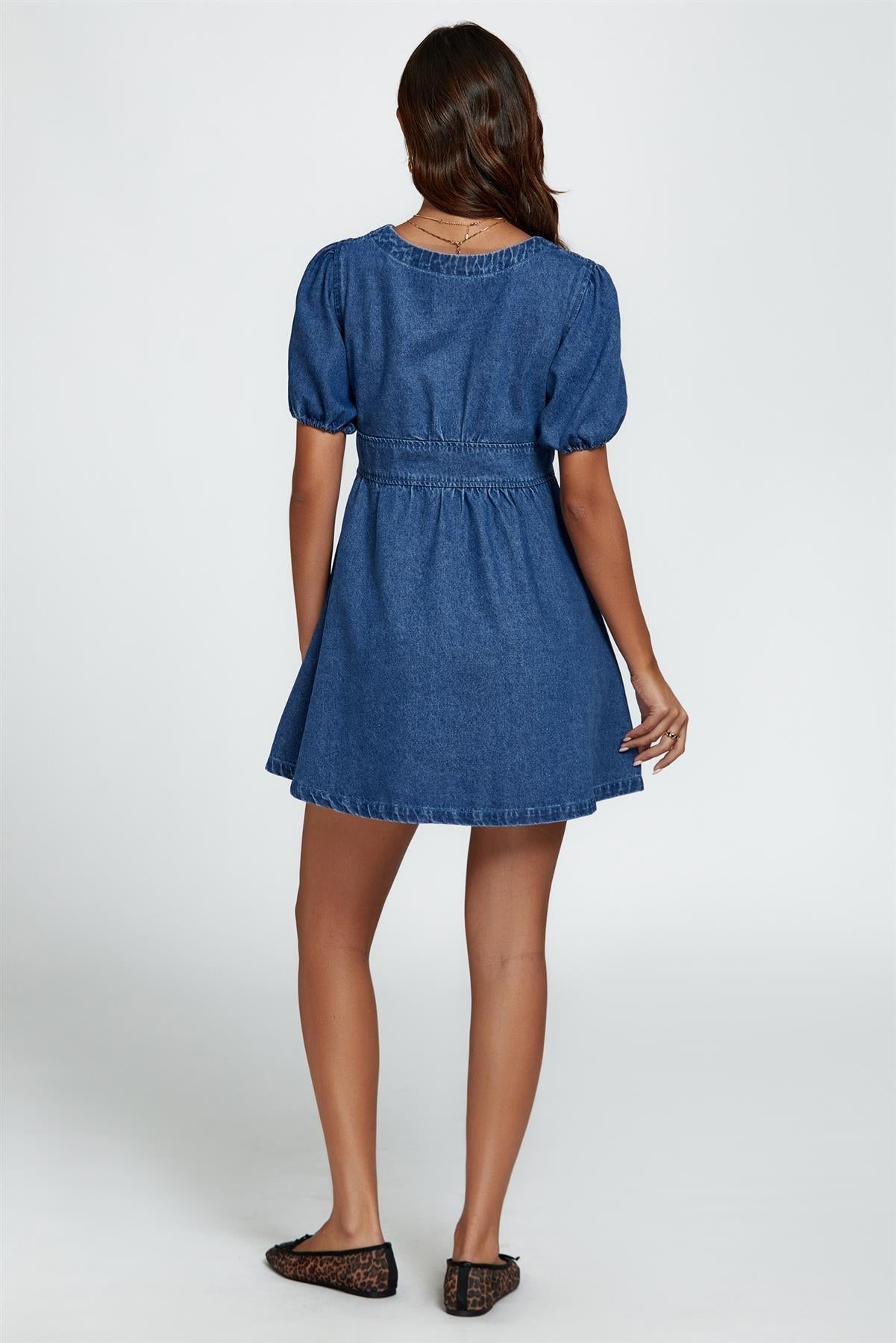 Denim Mini Dress In Blue - AXON