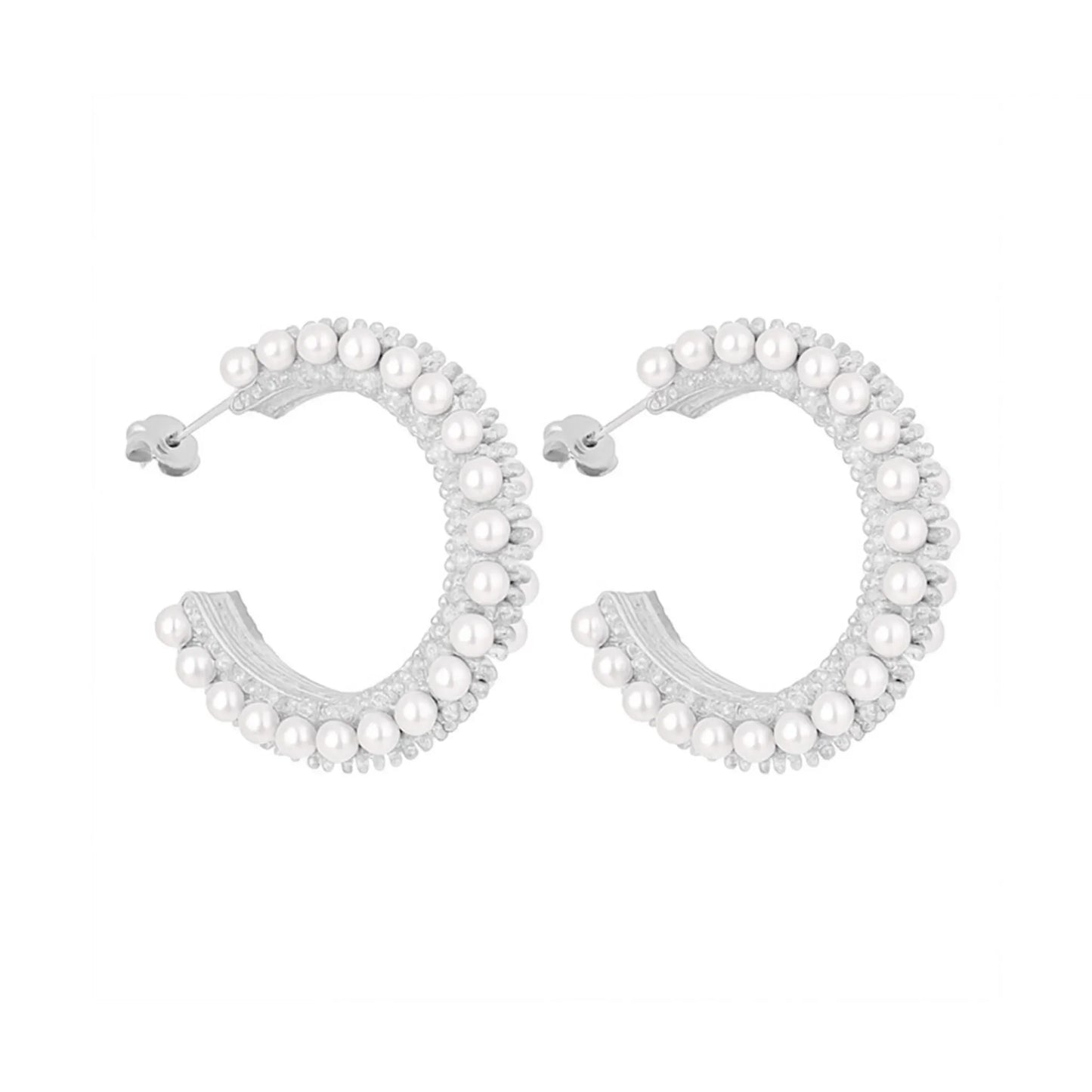 AKOYA HOOP EARRING SILVER