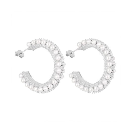 AKOYA HOOP EARRING SILVER