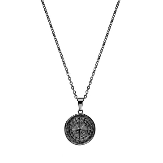 COMPASS PENDANT NECKLACE BLACK