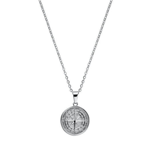 COMPASS PENDANT NECKLACE SILVER