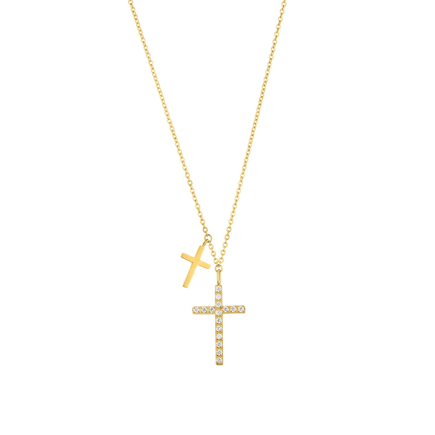 DOUBLE CROSS NECKLACE 18K GOLD PLATED