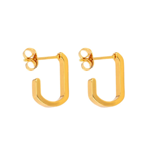 OVAL HALF HOOP EARRING 18K GOLD PLATED