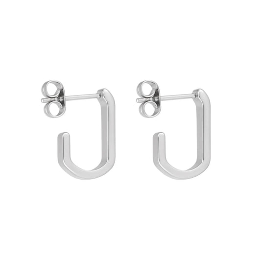 OVAL HALF HOOP EARRING SILVER