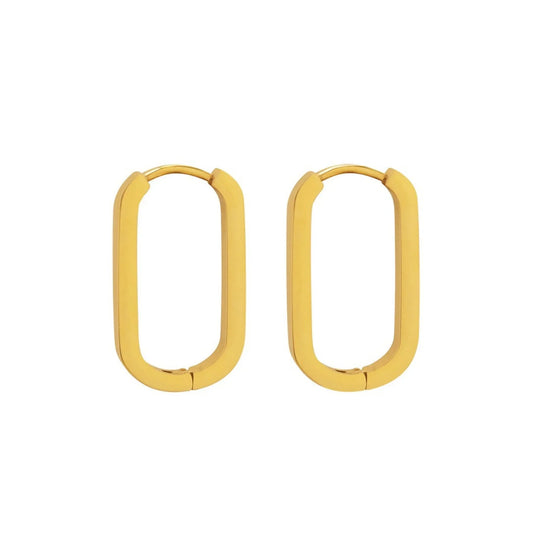 OVAL HOOP EARRING 18K GOLD PLATED
