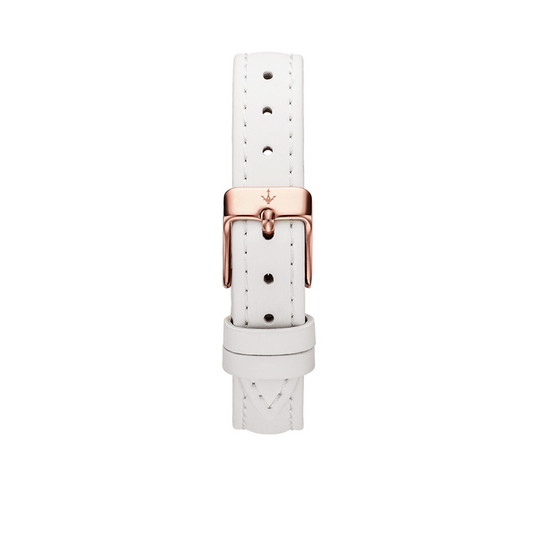 WHITE LEATHER STRAP ROSE GOLD