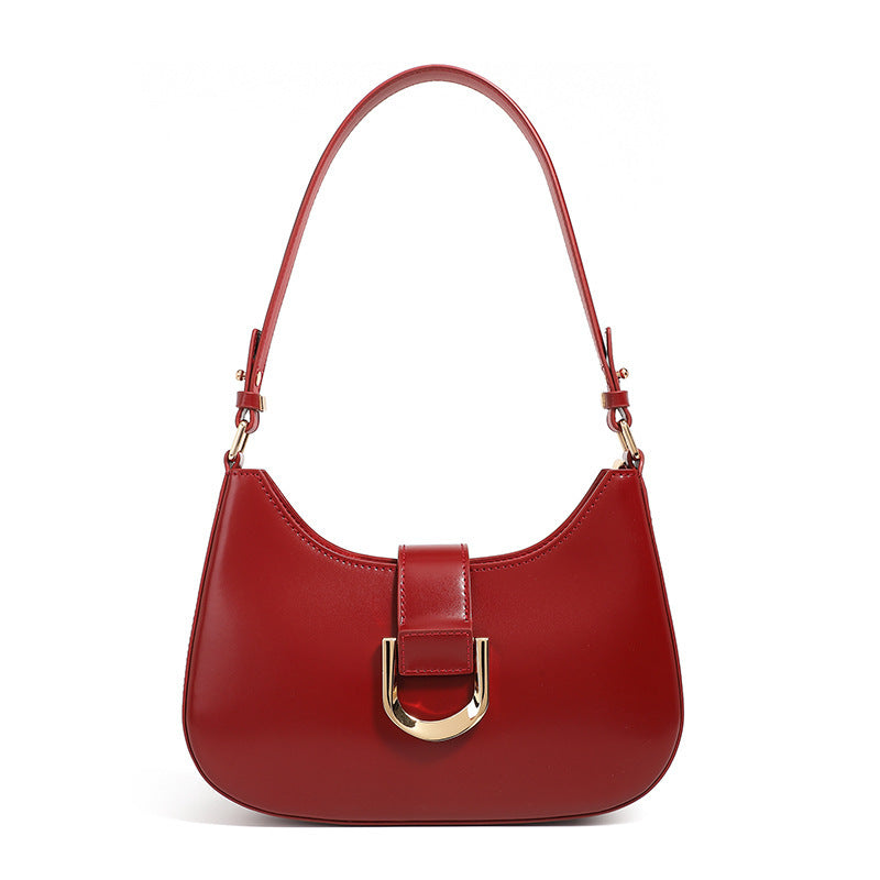 Special-interest Design High-grade Cowhide Baguette Bag