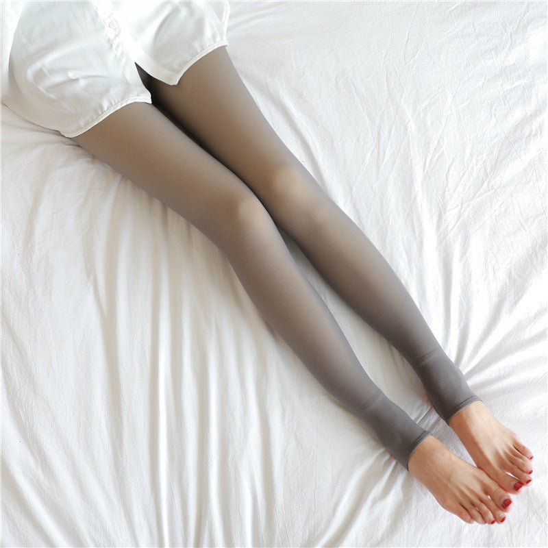 Fake Translucent Plus Size Leggings Fleece Lined Tights Fall And Winter Warm Fleece Winter Women Fleece Lined Pantyhose Thermal Winter Tights - AXON