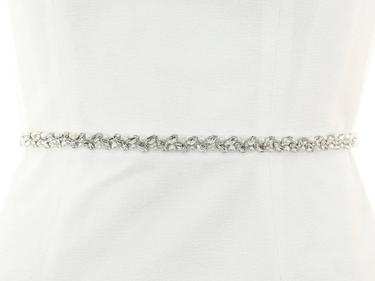 Brautgürtel mit schmalen Strasssteinen und Perlen