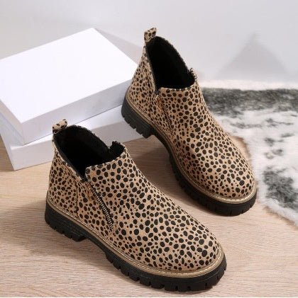 Fashion Ankle Boots With Side Zipper Ins Chunky Boots Autumn Winter Suede Shoes Women - AXON